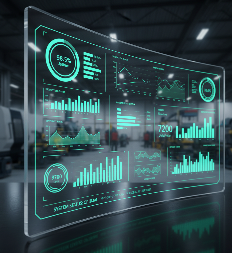 Manufacturing analytics dashboard with real-time OEE metrics and performance indicators